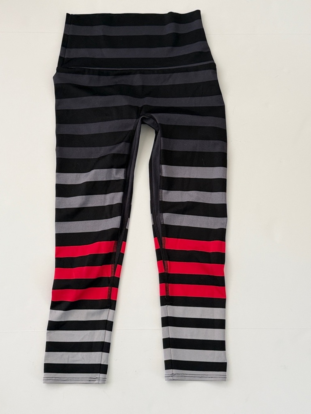 K-DEER Legging Cropped yoga pants Stiped Run Workout Stretchy Made in USA Small